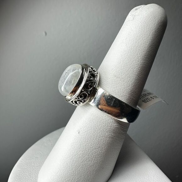 NWT 9x11mm Moonstone Cabochon in Bali Sterling silver ring! - Picture 8 of 11